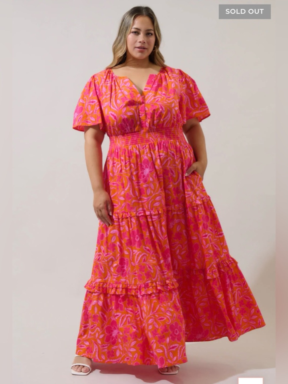 Rea Floral Palmer Poplin Tiered Maxi Dress Curve size 1X